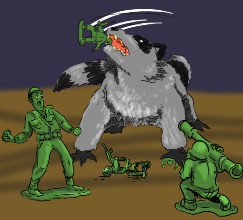 The minesweeper and binocular guys were completely ineffective against the Raccoon's AKlaw-47s. It was such a tragic rout my dad even composed a song about it. It went: "Raccoons ate my army dudes. Raccoons. Raccoons."